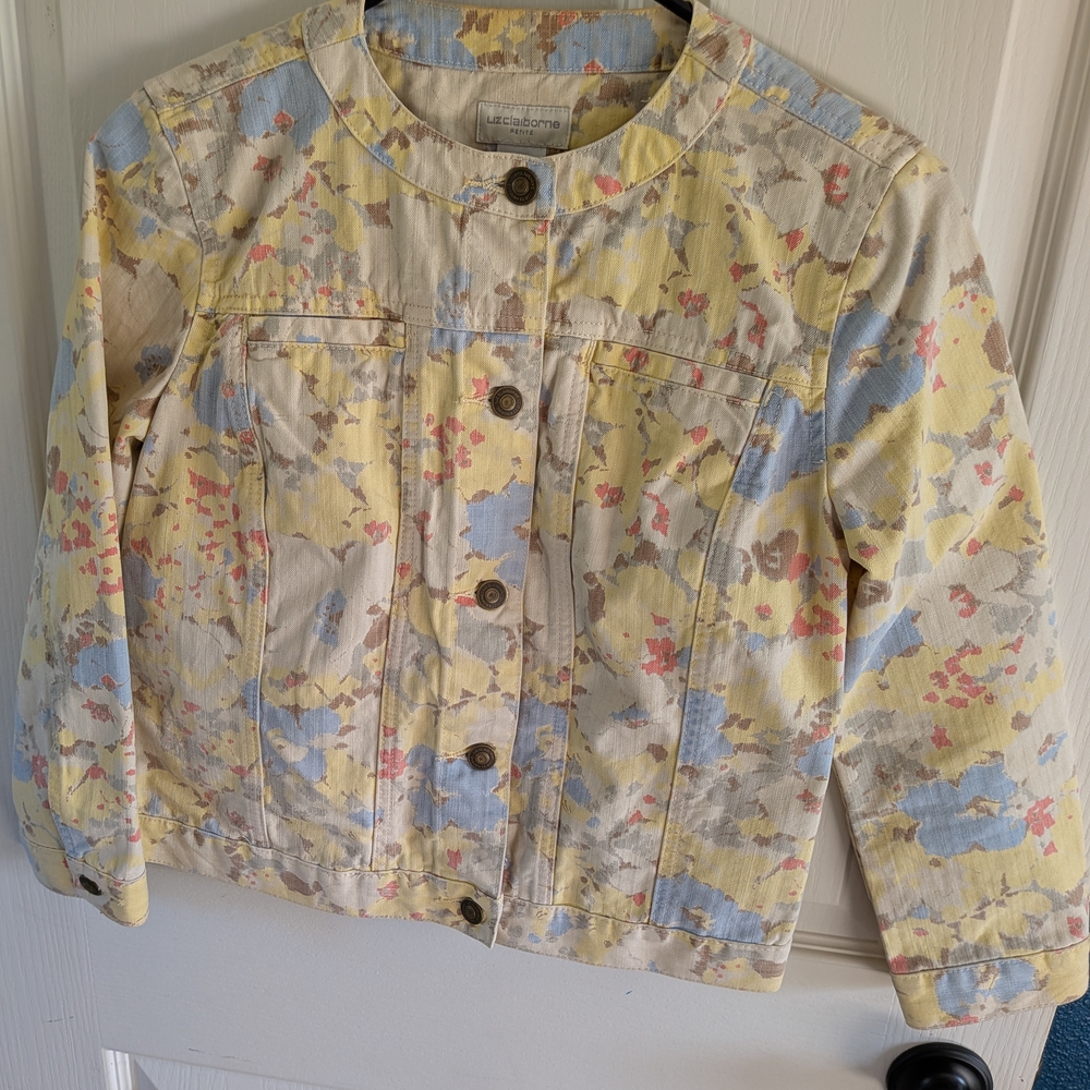 Liz Claiborne Kids Floral Jean Jacket - Yellow and Blue